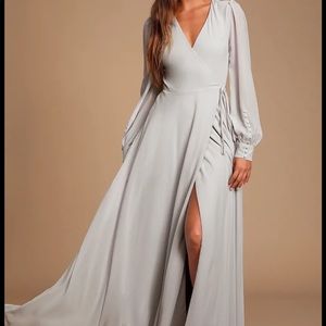 Lulus light grey long sleeved maxi